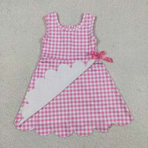 Vente Flash : Robes d'été imprimées à carreaux avec nœuds et volants pour bébés filles, longueur genou, style short de yoga - Product Image 5