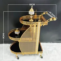 Nouvelle Arrivée Chariot de Luxe pour Restaurant, KTV, Livraison de Plats, Snacks, Boissons, Gâteaux - Chariot de Service Doré Papillon pour Mariages