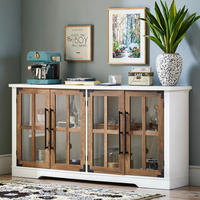 Buffet de cuisine de luxe Fondlive avec porte coulissante de 63 pouces, en bois, avec verre trempé, couleur personnalisée, pour la salle à manger