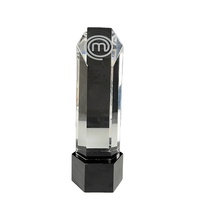 MH-NJ00672 verre trophée de plaque de cristal avec base noire cristal trophée