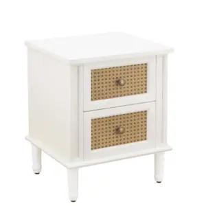 Wooden Storage Cabinet with Rattan Drawer for Living Room Closet Space Saving Home Furniture Wooden Chest bedsides tables rattan