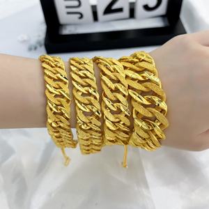 Bracelet chaîne cubaine Jxx en laiton plaqué or style hip-hop avec zircon – Prix de gros - Product Image 2