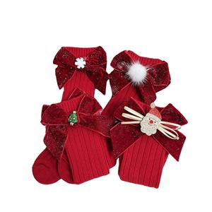 Hiver Wram enfants <span class=keywords><strong>bas</strong></span> de Noël nœud tricoté enfant long tube <span class=keywords><strong>bas</strong></span> de <span class=keywords><strong>laine</strong></span> nouveau-né bébé chaussettes de Noël - Product Image 1