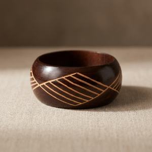 Ornate Flow Wooden <b>Bangles</b> Natural Wood With Intricate Flowing Carved Design For Stylish And Elegant Womens Fashion Wristband - Product Image 1