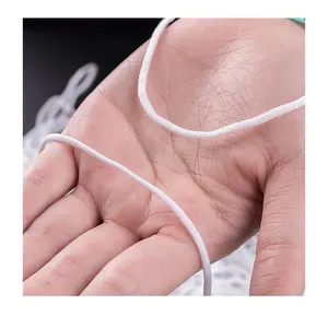 Stock approvisionnement rond plat blanc Nylon Polyester spandex 3mm 2.8mm accessoires de cordon facial boucle d'oreille bande de cordon élastique