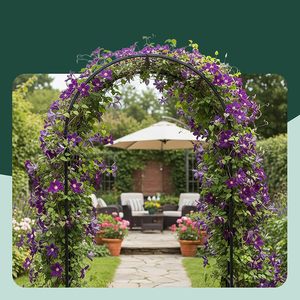 Arche de jardin <span class=keywords><strong>en</strong></span> <span class=keywords><strong>fer</strong></span> <span class=keywords><strong>forgé</strong></span> résistante aux intempéries avec porte simple et toit, support robuste <span class=keywords><strong>pour</strong></span> <span class=keywords><strong>plantes</strong></span> <span class=keywords><strong>grimpantes</strong></span> - Product Image 4