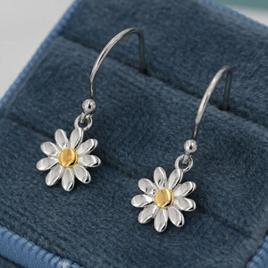 Orecchini Bicolore a Forma di Margherita e Girasole per Donne, Gioielli Estivi Dolci e Freschi alla Moda - Product Image 3