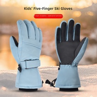 Gants de ski HBG 1907 personnalisés en similicuir à cinq doigts pour enfants, chauds, coupe-vent et antidérapants pour le snowboard