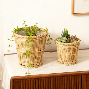 Panier à plantes tissé floral beige neuf Tianhe Guangnian, fait main, souple, pour succulentes, pot de fleurs <span class=keywords><strong>d</strong></span>'<span class=keywords><strong>intérieur</strong></span> et <span class=keywords><strong>d</strong></span>'extérieur, vente en gros - Product Image 4