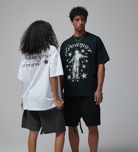 T-shirt Oversize con Grafica 'Speechless' - Nera, Manica Corta Larga, Stampa <span class=keywords><strong>Testo</strong></span> e Silhouette, Maglietta in Cotone Streetwear <span class=keywords><strong>per</strong></span> Uomo/Donna - Product Image 3