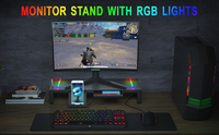 Soporte para Monitor de Escritorio para Juegos, con LED RGB, Elevador de Pantalla de Computadora, Plegable, de Acero y ABS, para PC y Estación de Trabajo