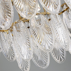 Moderne bladglas hanglamp plafondlamp voor woonkamer hotel villa luxe <span class=keywords><strong>design</strong></span> bladeren LED kroonluchter glazen lamp - Product Image 4