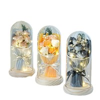 Boîte Cadeau en Verre Faite à la Main avec Dôme pour Fleurs Séchées et Éternelles – Idéal pour Anniversaire de Maman – Vente Chaude en Usine