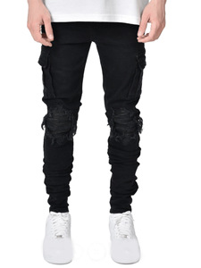Nouveau <span class=keywords><strong>Jean</strong></span> <span class=keywords><strong>Homme</strong></span> Tendance <span class=keywords><strong>Noir</strong></span> <span class=keywords><strong>Slim</strong></span> en Denim Respirant Vintage Décontracté Délavé Taille Mi-Haute Tricoté Automne-Été - Product Image 2