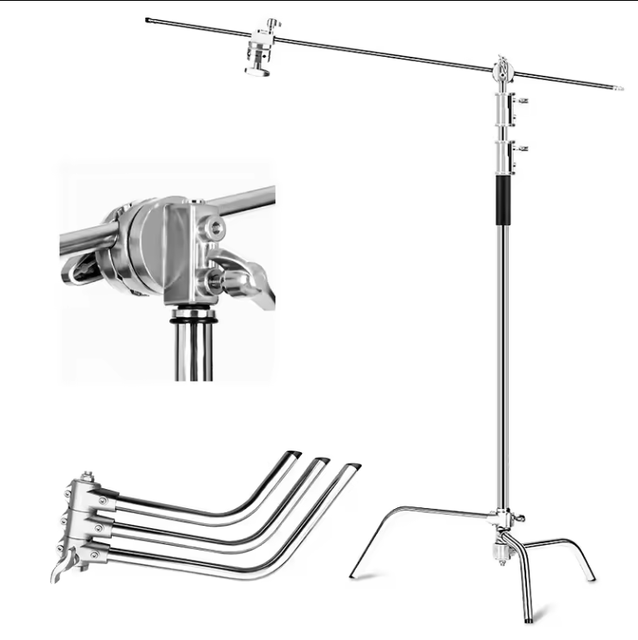 KAZHI Wholesale 3.3m Stainless Steel Heavy Duty C Stand Light Stand Photography Tripod for Photography Studio Video Light Flash