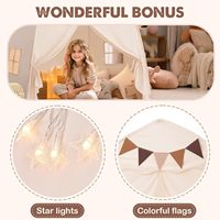 Tente de jeu extra large pour enfants avec drapeaux et lumières étoiles, tente tipi portable et pliable, tente dôme pour jeux d'enfants