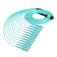 Kabel Patch Fiber SC UPC-MPO UPC Female MM Multi Mode 10Gbps Aqua FTTH Tipe B 50-125 untuk Panel Patch Fiber Splitter Box OM3-300