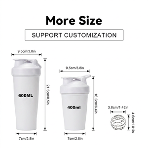 Borraccia Shaker Personalizzata 600ml 400ml per Palestra, Senza BPA, Bottiglia Sportiva per Acqua e Proteine, Antigoccia in Materiale PP, Tazza Miscelatrice - Product Image 3