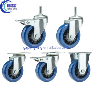 Pengxing – <span class=keywords><strong>roulette</strong></span> en caoutchouc élastique bleu 3/4/5 pouces plaquée de Zinc, noyau en <span class=keywords><strong>plastique</strong></span> Pp, boîtier de vol industriel Standard, roulettes rigides - Product Image 4