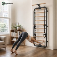 Set de Gimnasio en Casa, Barra de Pared Multifuncional, Equipo de Gimnasio Compacto para Apartamentos Pequeños, Color Gris Carbón