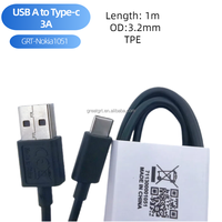 Carga rápida USB 2,0 macho tipo C macho Cable DE DATOS trenzado Compatible con teléfono móvil Nokia