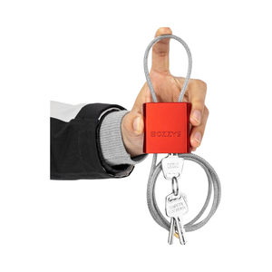 Khóa cáp thép nhôm bền chắc BOZZYS 3 chìa khóa điều chỉnh được, dài 3.28ft, dùng cho xe đạp, cửa, tủ khóa, sử dụng ngoài trời, màu đỏ, mạ anodize. - Product Image 1