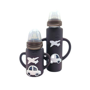 <span class=keywords><strong>Biberon</strong></span> en verre personnalisé de 120ml 240ml avec manchon et poignée en silicone à bouche standard droite pour <span class=keywords><strong>nouveau</strong></span>-nés - Product Image 3