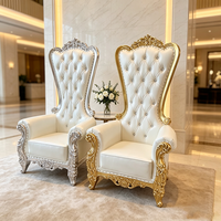 Fauteuil Trône Élégant à Dossier Haut, Chaise Rembourrée de Luxe pour Mariage, Anniversaire, Hôtel, Banquet