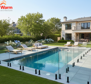 Clôture en verre motorisée pour <span class=keywords><strong>piscine</strong></span>, verrouillage de sécurité pour enfants, se relève automatiquement après l'heure de baignade, clôture de maison - Product Image 1