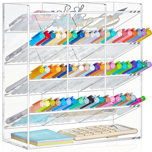 Clear Acrylic Vertical Marker Organizer Desktop Pencil Pen <strong>Shelf</strong> Display Storage Organizers For Office School - Product Image 1