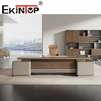 Bureau de Direction Moderne Ekintop en Bois, Design de Table de Bureau Exécutif, Bureau en L de Luxe pour Manager et PDG