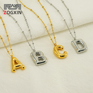 Zogxin Letter Pendant Necklace Stainless Steel 18K Gold Plated English Alphabet Chain For Women Gift Jewelry - Product Image 1