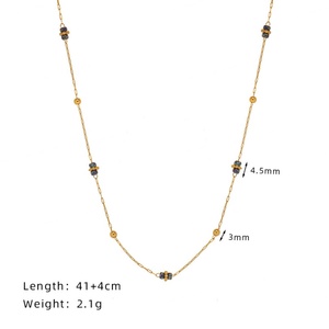 Fashion Classic <b>Necklace</b> 18K Gold Plated Small Round Chain Gemstone Glass Bead <b>Necklace</b> Women's Bracelet Fashion <b>Set</b> - Product Image 5