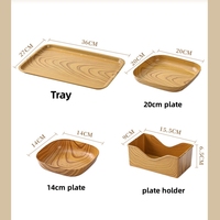 Assiette en Plastique Jetable Économique Simple Effet Bois avec Spatule pour Service à Domicile et Commerciale pour le Thé, les Fruits Secs et les En-cas