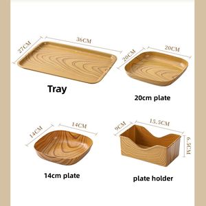 Juego de platos de espátula de hueso de grano de madera Simple barato, plato de plástico desechable para el hogar y comercial para el té de la tarde, aperitivos de frutas y nueces - Product Image 6