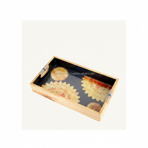 Plato de bandeja de madera personalizable con vajilla decorativa impresa esmaltada para uso doméstico disponible a precio mayorista - Product Image 1