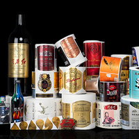 Etiquetas Personalizadas para Botellas de Vino, Bebidas y Cerveza, Papel Recubierto Autoadhesivo, Resistente al Agua, con Estampado en Caliente, Laminado UV, Fabricante de Rollos