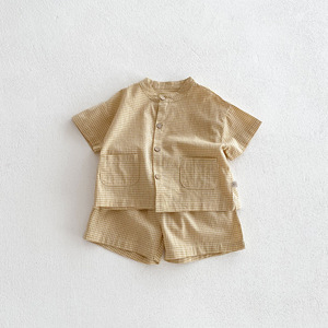 Ensemble d'été personnalisé pour tout-petits bébés garçons ensemble en <span class=keywords><strong>lin</strong></span> chemise à manches courtes surdimensionnée et <span class=keywords><strong>short</strong></span> 2 pièces ensembles pour petit garçon - Product Image 4