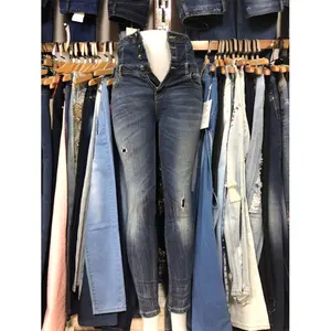 high waist used jeans women slim fit lift stretch spandex fashion new model factory surplus stock liquidation