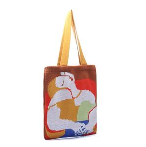 Estate stile francese nuovo Design lavorato a maglia bella Sleep Lady Book Tote Bag artistica <span class=keywords><strong>uncinetto</strong></span> grande capacità Shopping quotidiano borsa - Product Image 2