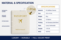 Housse de passeport en PU au toucher doux pour voyage, porte-passeport en cuir PU estampé à chaud, portefeuille de voyage tendance
