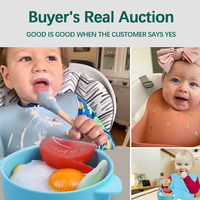 Vente en gros personnalisé Ensemble d'assiettes en silicone Babi pour enfants sans Bpa Ensemble de vaisselle d'assiettes en silicone pour enfants pour l'alimentation des bébés