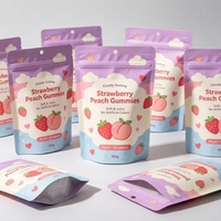 Sachets Doypack refermables en film d'emballage pour bonbons gélifiés, avec trou de suspension Euro, saveur alimentaire originale, impression personnalisée pour la vente au détail