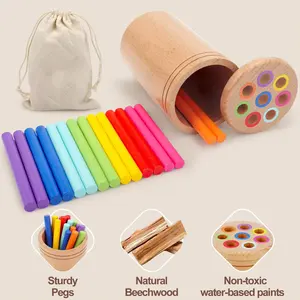 C02333 Juguetes Montessori para niños de 1 a 3 años: juguetes de clasificación de colores de aprendizaje de madera para niños pequeños de 1 2 3 años, desarrollo de motricidad fina