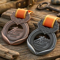 Médailles de sport en alliage de zinc en gros, plaquées argent et cuivre, creuses, pour course à pied, avec logo et lettres en relief, médailles 3D personnalisées
