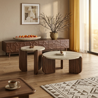 Table basse minimaliste en travertin, design traditionnel pour petits espaces, meuble de salon durable