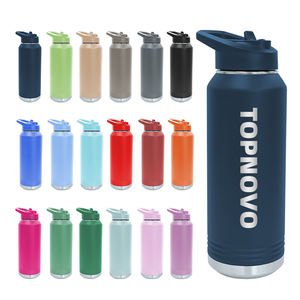 Bouteilles d'eau sport isothermes sous vide à double paroi Topnovo, 32 oz, personnalisables avec logo couleur, anti-fuite, populaires et très vendues - Product Image 1