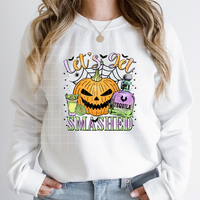 Autocollants de transfert thermique DTF lavables et prêts à presser pour vêtements, motif nœud en fil tricoté imitation, thème Halloween Saison Spooky Boo, à repasser