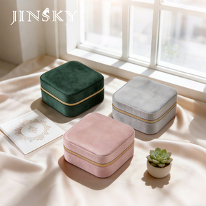 Exquisite Compact Portable Travel Jewelry Box Luxury Velvet Storage <b>Case</b> For Gold Rings <b>Earrings</b> Necklaces - Product Image 2