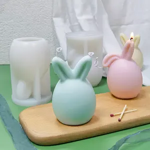 Hete Verkoop 2 Type 3d Lucky Bunny Kaarsvorm Konijn Siliconen Mallen Voor Kaars Maken/Diy Art Home Cake Decoraties